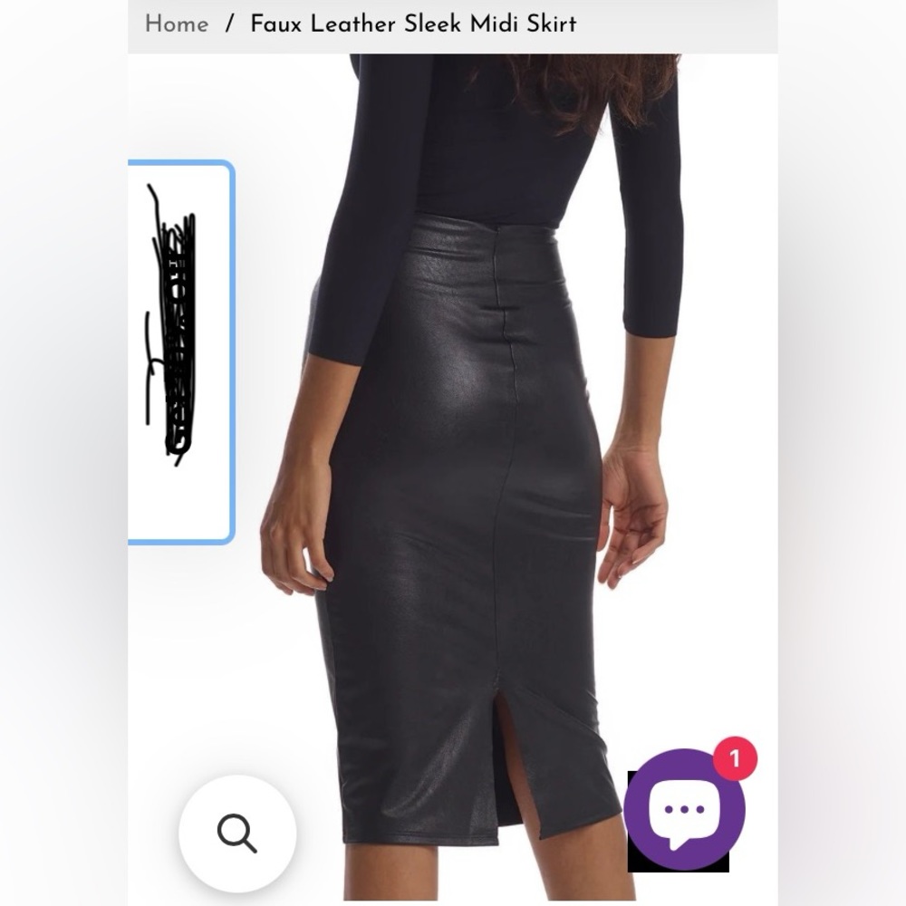 Faux Leather Straight Midi Skirt.